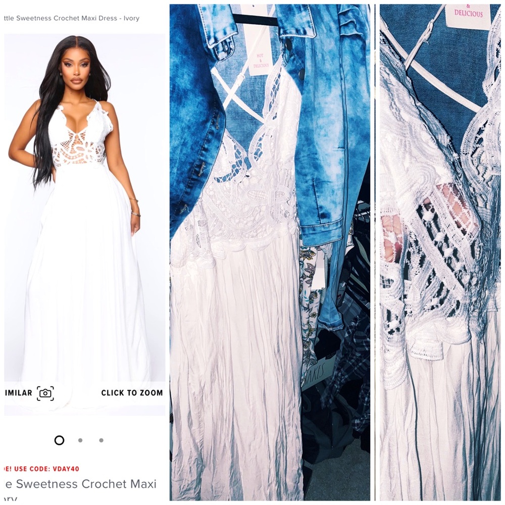 Fashion Nova White Crochet Dress